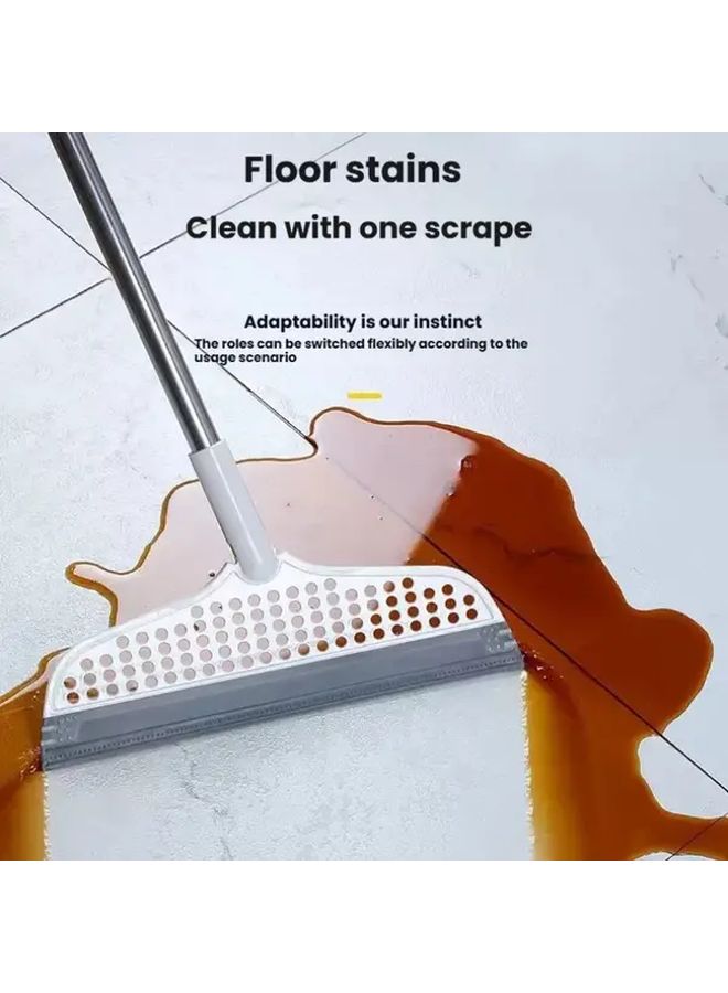 White Extra Long Magic Broom With Detachable Brush And Double Sided Silicone Bristles For All Floors - Image 1